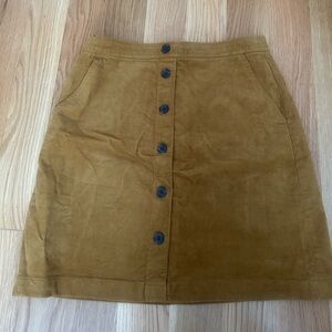 J. Crew Mustard Button-Front Skirt
